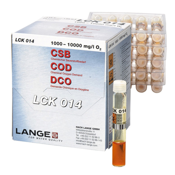 Hach COD cuvette test 1,000-10,000 mg/L O₂, 25 tests