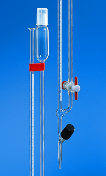 BRAND Microburette, BLAUBRAND®, AS, DE-M, 2:0.01 ml, Boro 3.3, straight safety stopcock, blue Schellbach stripe