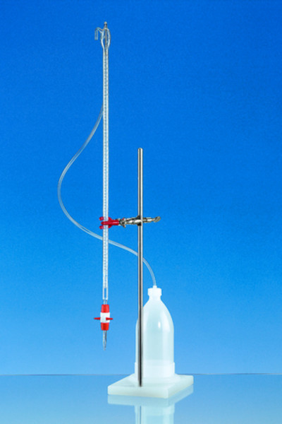 BRAND Compact automatic burette, BLAUBRAND®, DE-M, Schellbach, Boro 3.3, with PE-LD bottle 1000ml, blue Schellbach stripe