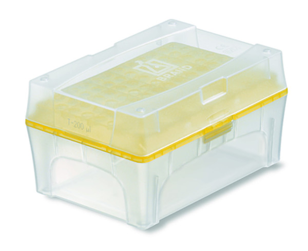 BRAND TipBox, empty, with yellow tip-tray for 200 µl tips
