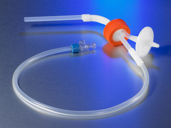Corning® Disposable GL45 Aseptic Transfer Cap for 3L Plastic Spinner Flask, 1/8 Dip Tube, 0.2 µm Vent, Male Luer Lock, Sterile