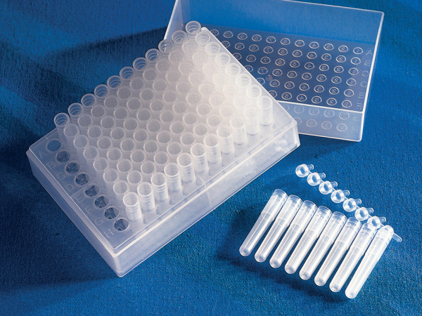 Corning® 96-well Polypropylene Cluster Tubes, 8-Tube Strip Format, Sterile, 12 Strips/Rack, 120 Strips/Case