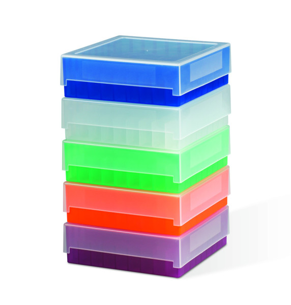 SP Bel-Art 81-Place Plastic Freezer StorageBoxes; Assorted Colors (Pack of 5)