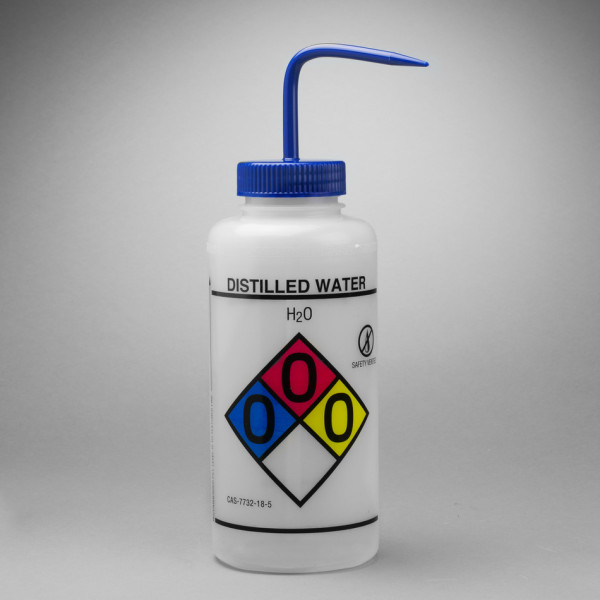 SP Bel-Art GHS Labeled Safety-Vented DistilledWater Wash Bottles; 1000ml (32oz), Polyethylenew/Blue