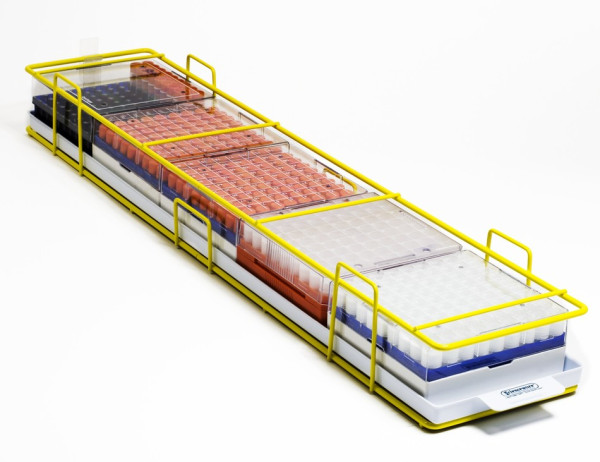 SP Bel-Art Modular Ultra-Low Freezer Rack withDrawer; 5 Places, 27 x 6 x 3½ in., Yellow