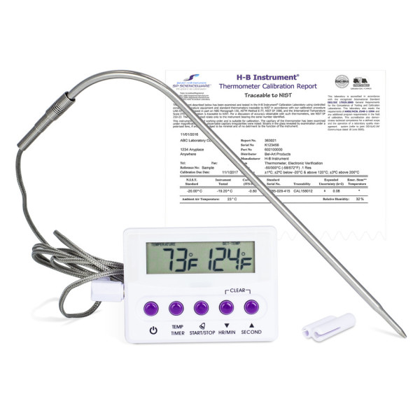 SP Bel-Art, H-B DURAC Calibrated ElectronicThermometer with Stainless Steel Probe; -50/300C(-58/572F
