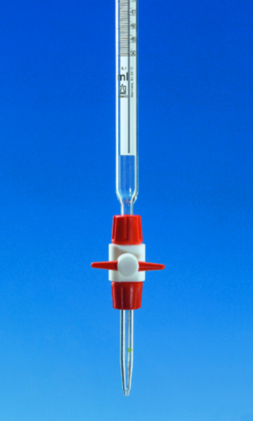 BRAND Compact burette, SILBERBRAND, 50:0.1ml, Boro 3.3, PTFE stopcock, black Schellbach stripe