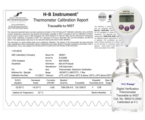 SP Bel-Art, H-B Frio-Temp Calibrated ElectronicVerification Lollipop Stem Thermometer; 0/70C(32/158F