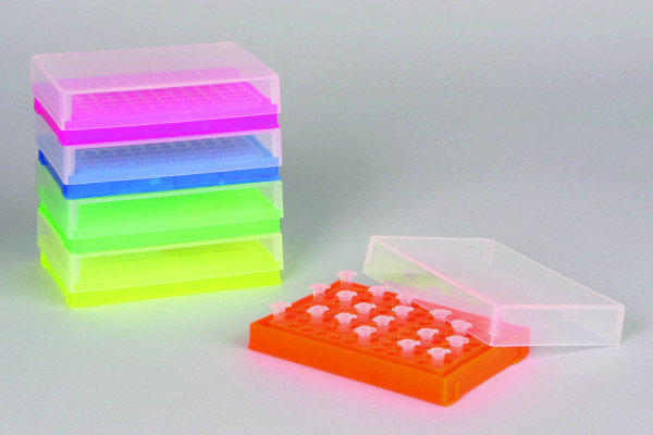 SP Bel-Art PCR Rack; For 0.2ml Tubes, 96 Places,Assorted Colors (Pack of 5)