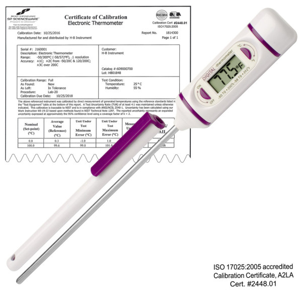 SP Bel-Art, H-B DURAC Calibrated ElectronicStainless Steel Stem Thermometer, -50/200C(-58/392F), 120