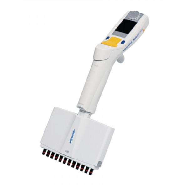 Eppendorf Xplorer plus, 12- channel, 5-100 µL, multifunc- tion rocker switch yellow for pipette tips 200 µL