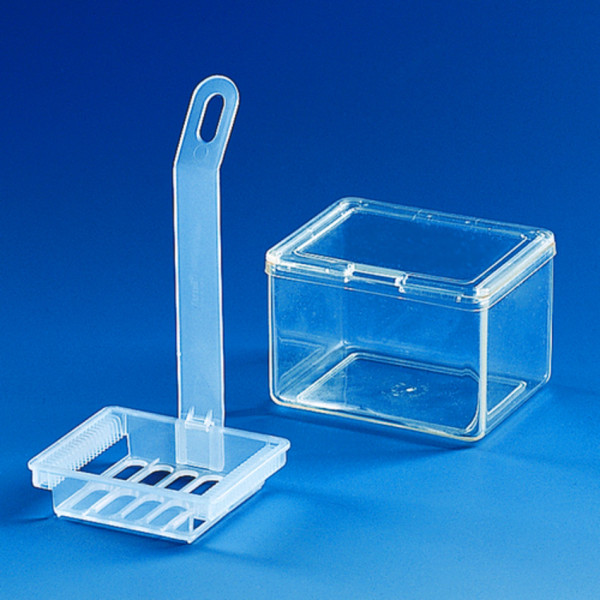 BRAND Staining trough, PMP, glass clear, 101 x 83 x 70 mm without tray, with two lids