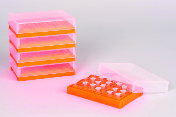 SP Bel-Art PCR Rack; For 0.2ml Tubes, 96 Places, Fluorescent Orange (Pack of 5)