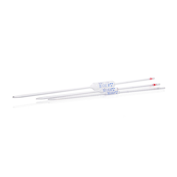 DWK AR®-Glass bulb pipette, conformity certified, blue print, accuracy class AS, batch certificate, 1 mark, 0,5 ml