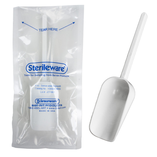 SP Bel-Art Sterileware Sterile Sampling Scoop;125ml (4oz), White, Plastic, Individually Wrapped(Pack