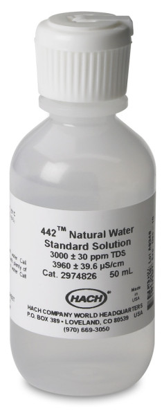 Hach Natural Water Standard Solution, 3000 ppm Total Dissolved Solids (TDS), 50 mL