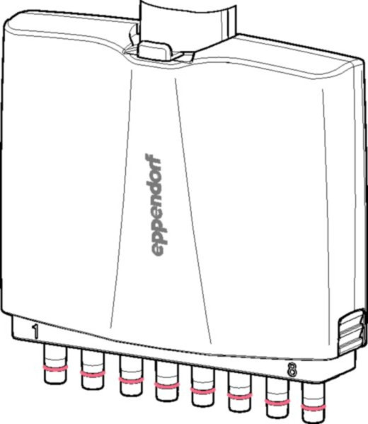 Eppendorf Research® plus, Unterteil, 8-Kanal, 0,5  10 µL, mittelgrau