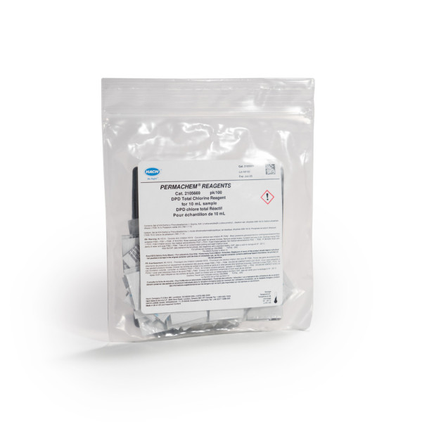 Hach DPD Total Chlorine Reagent Powder Pillows, 10 mL, pk/100