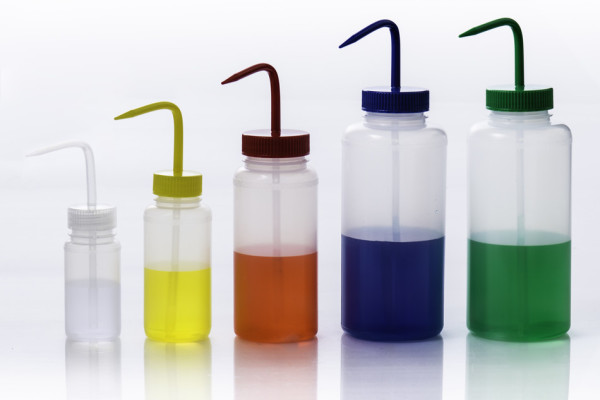 SP Bel-Art Wide-Mouth 1000ml (32oz) PolyethyleneWash Bottles; Yellow Polypropylene Cap, 53mmClosure (Pack of 4)