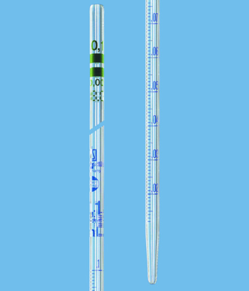 BRAND Messpipette, BLAUBRAND, Klasse A, DE-M 0,1 ml:0,001 ml, Einguss, AR-Glas