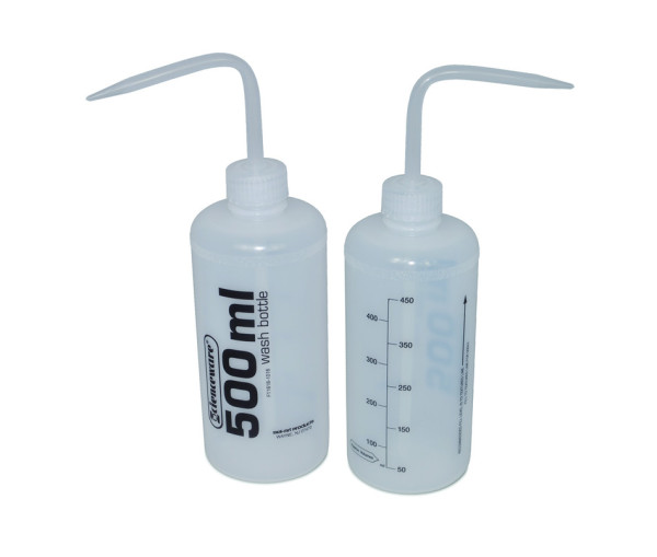 SP Bel-Art Volume Labeled Narrow-Mouth 500ml(16oz) Polyethylene Wash Bottles; PolypropyleneCap, 28mm Closure (Pack of 12)