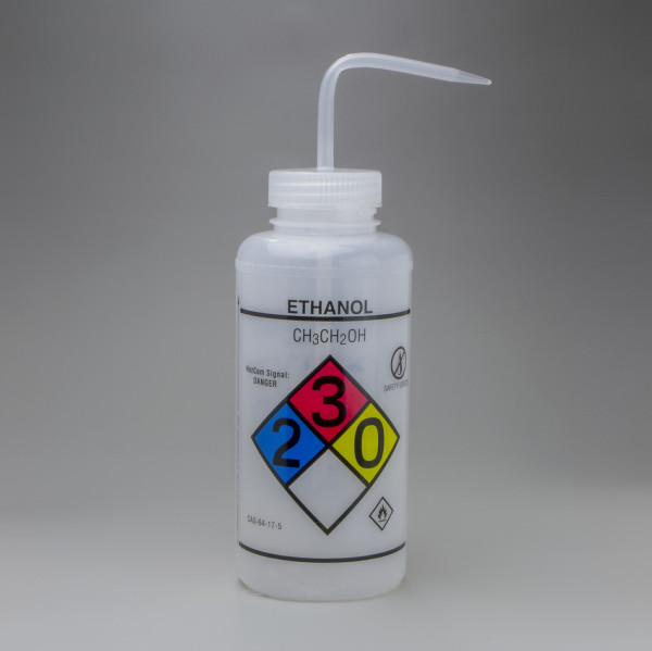SP Bel-Art GHS Labeled Safety-Vented Ethanol WashBottles; 1000ml (32oz), Polyethylene w/NaturalPolyp