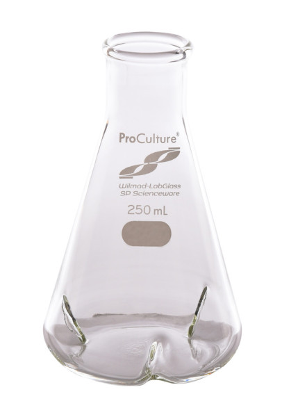 SP Wilmad-LabGlass® ProCulture Beaded Rim Shaker Flask; 250mL, Side Baffles
