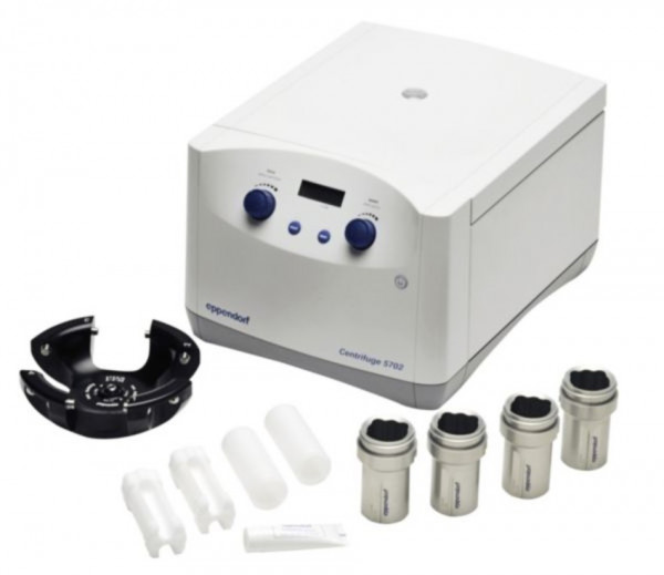 Eppendorf Centrifuge 5702 (EU-IVD), Drehknöpfe, mit Rotor A-4-38 inkl. Adaptern für konisc