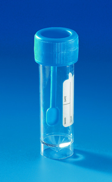BRAND Faeces container, PS approx. 30 ml, non-sterile (blue cap)