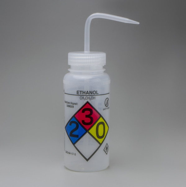 SP Bel-Art GHS Labeled Safety-Vented Ethanol WashBottles; 500ml (16oz), Polyethylene w/NaturalPolypr