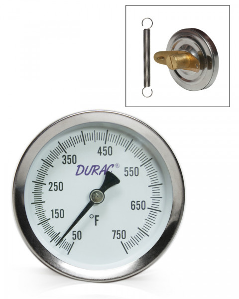 SP Bel-Art, H-B DURAC Bi-Metallic Surface Temperature Thermometer; 50/750F, 64mm Dial, Single Thin S