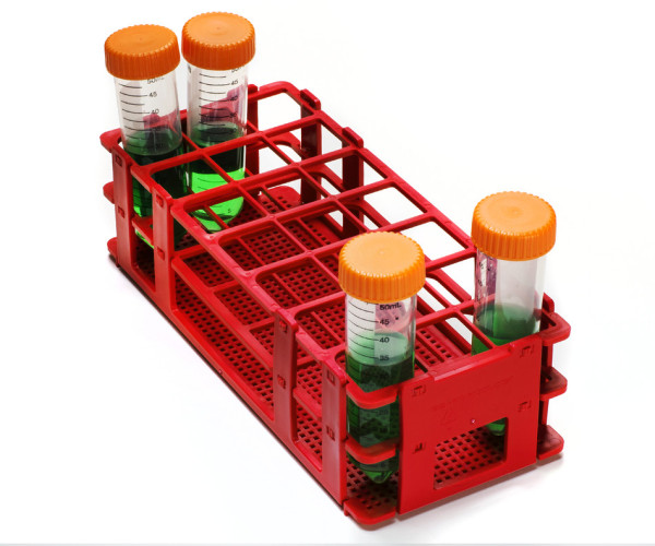 SP Bel-Art No-Wire Test Tube Rack; For 25-30mmTubes, 21 Places, Red