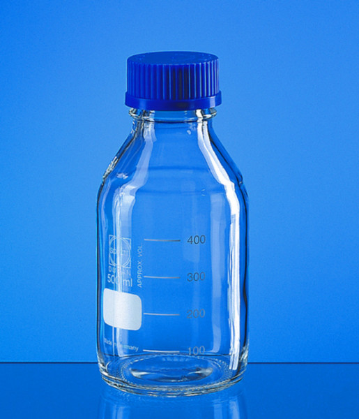 BRAND Laboratory bottle, Boro 3.3, 100 ml, graduated, GL 45, screw cap (PP)