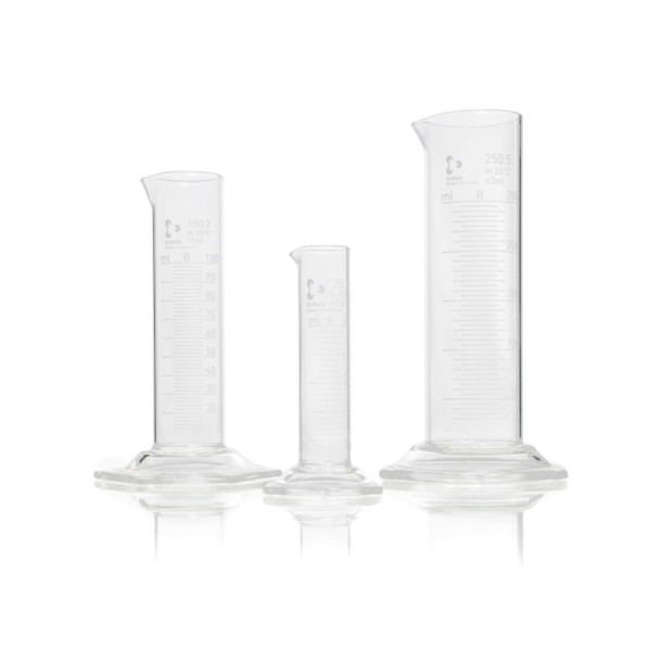DWK DURAN® Measuring cylinder, low form, with spout, hexagonal base, with graduation, 250 ml