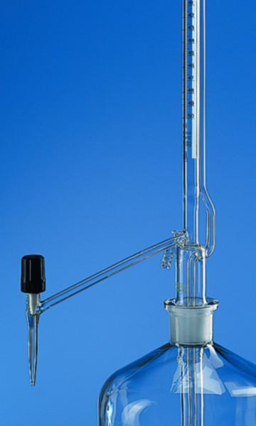 BRAND Auto. burette, SILBERBRAND, 50:0.1 ml, lateral safety stopcock, black Schellbach stripe