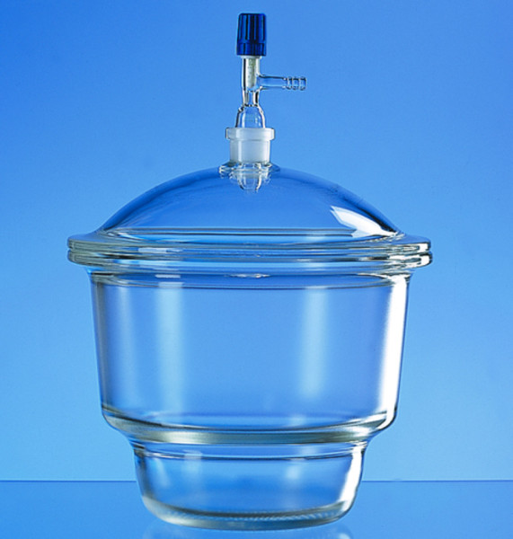 BRAND Desiccator with socket in lid, Boro 3.3, nominal size 150 mm, diameter 215 mm, height 316 mm, with stopcock