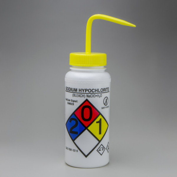 SP Bel-Art GHS Labeled Safety-Vented SodiumHypochlorite (Bleach) Wash Bottles; 500ml (16oz),Polyethy