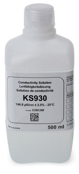 Hach Conductivity Standard Solution, 146.9 µS/cm, KCl, 500 mL