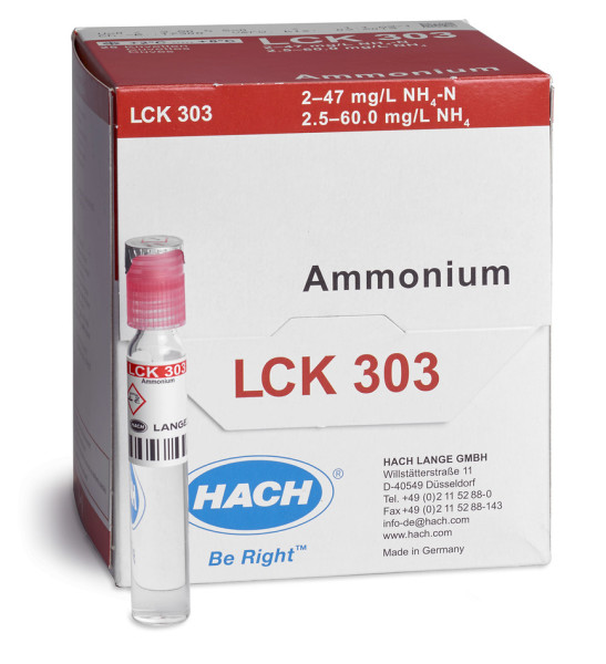 Hach Ammonium cuvette test 2.0-47.0 mg/L NH₄-N, 25 tests