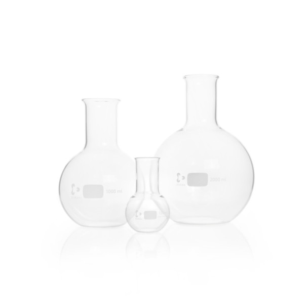 DWK DURAN® Flat bottom flask, wide neck, with beaded and reinforced rim, 2000 ml, neck diameter = 76 mm