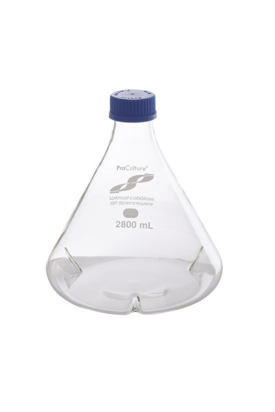 SP Wilmad-LabGlass® ProCulture Fernbach Shaker Flask; 2800mL, Side Baffles, GL45 Screw Cap Closure