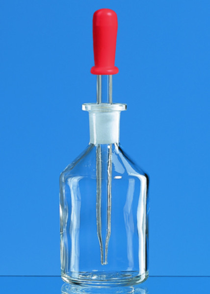 BRAND Dropping bottle, soda-lime glass, clear, 50 ml, with dropping pipette and rubber cap