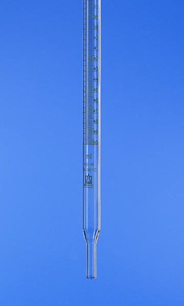 BRAND Burette length for burette 'Economy', SILBERBRAND, without stopcock, 25:0.1 ml, black graduations