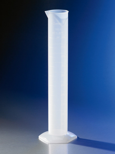 Corning® Single Metric Scale, 1L Reusable Plastic Graduated Cylinder, Polypropylene, TC with Funnel Top