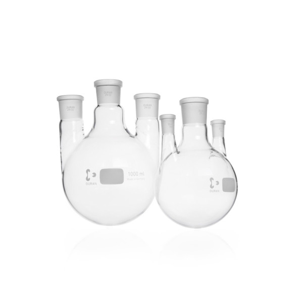 DWK DURAN® Round bottom flask, three necks, centre socket size 29/32, side socket size 14/23, 500 ml