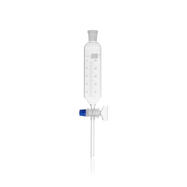 DWK DURAN® Dropping funnel, cylindrical, graduated, with NS-stopcock and key retaining device, 500 ml