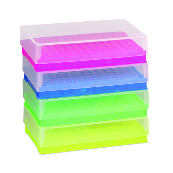 SP Bel-Art PCR Rack; For 0.2ml Tubes, 96 Places,Fluorescent Green (Pack of 5)