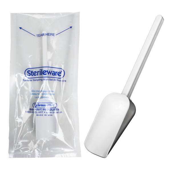 SP Bel-Art Sterileware Sterile Sampling Scoop;60ml (2oz), White, Plastic, Individually Wrapped(Pack