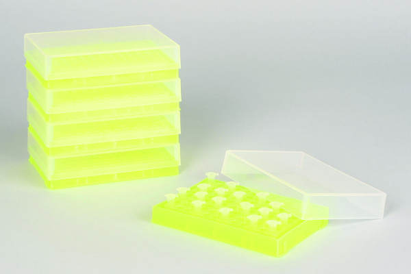 SP Bel-Art PCR Rack; For 0.2ml Tubes, 96 Places,Fluorescent Yellow (Pack of 5)