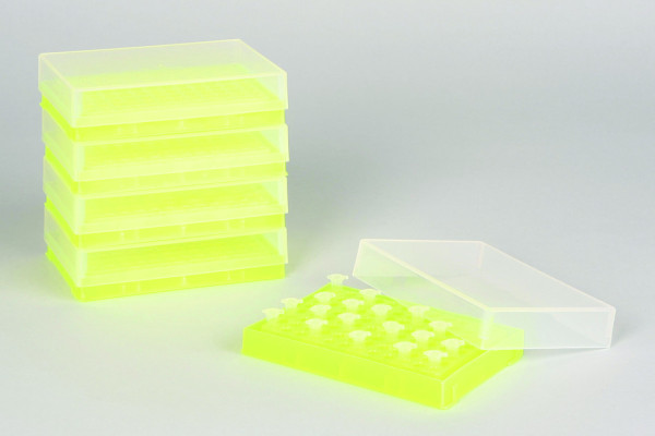 SP Bel-Art PCR Rack; For 0.2ml Tubes, 96 Places, Fluorescent Yellow (Pack of 5)